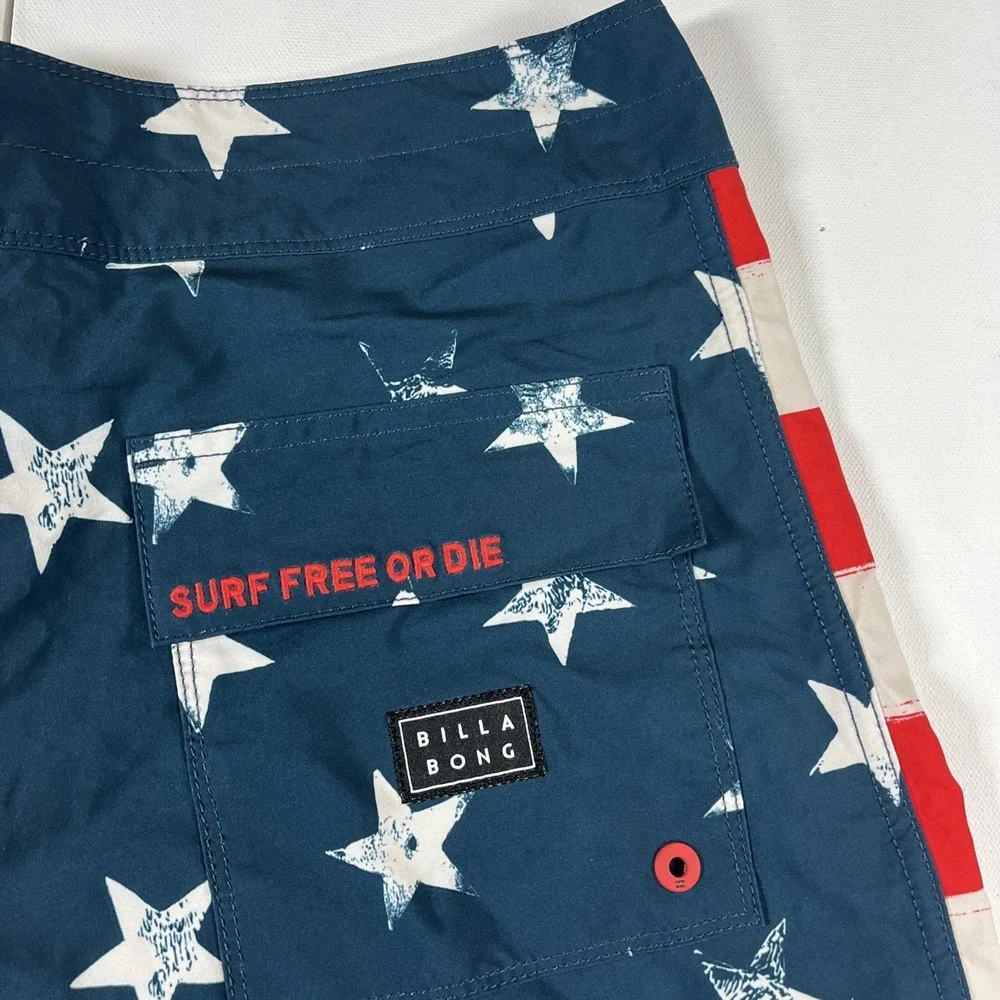 Billabong Dbah Pro Board Shorts American Flag Surf Free Or Die Men's 34